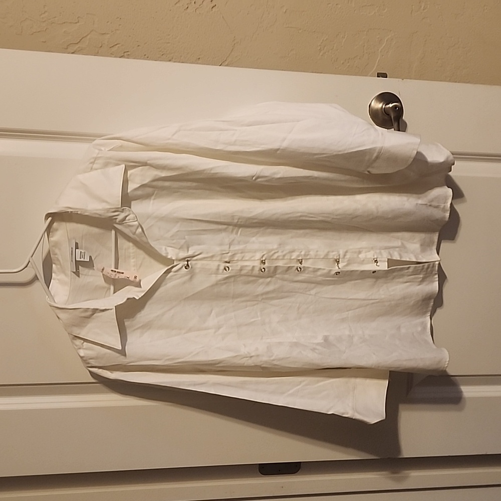 dressbarn long sleeve white button blouse